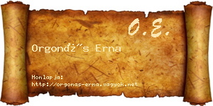 Orgonás Erna névjegykártya